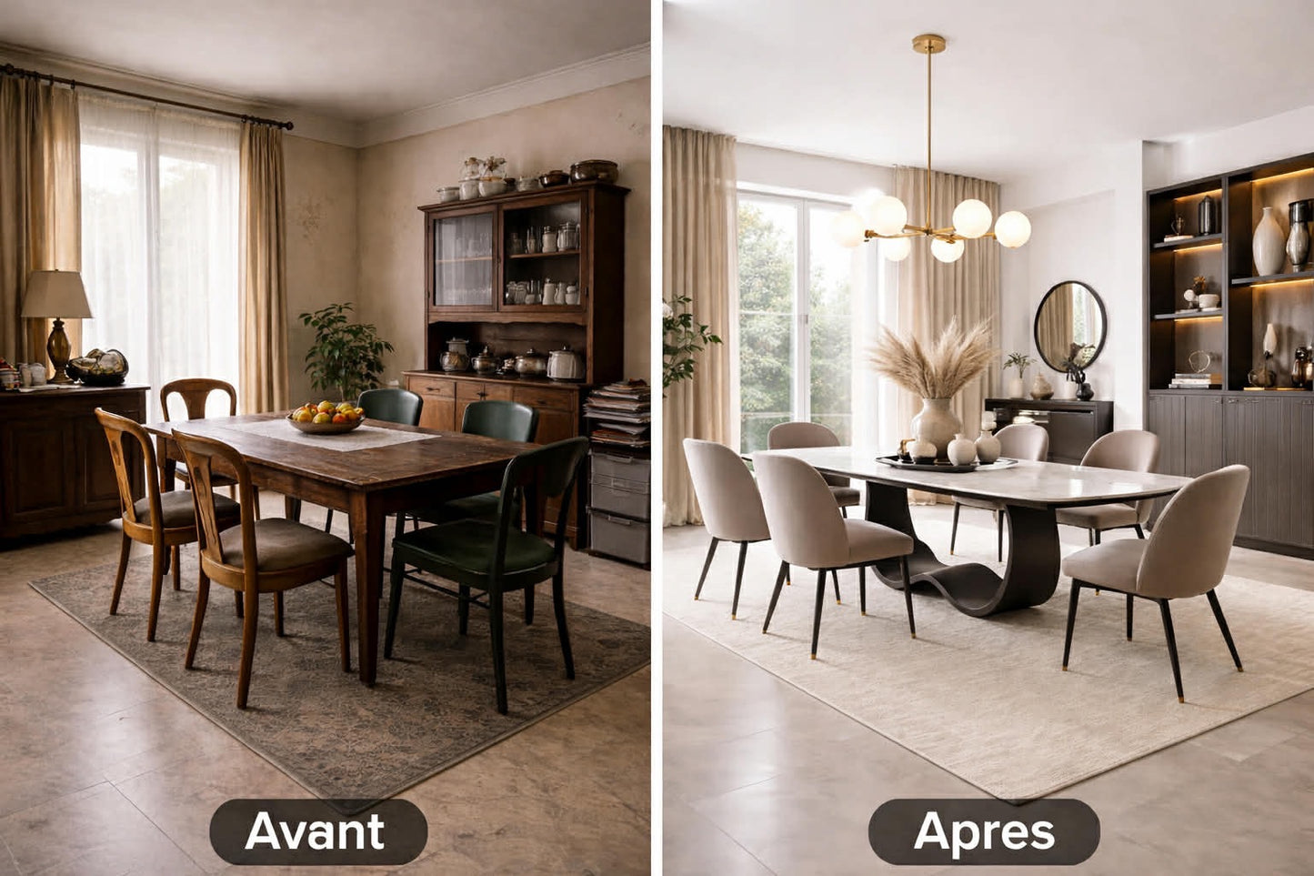 Design 3D Salle à Manger — Avant / Après