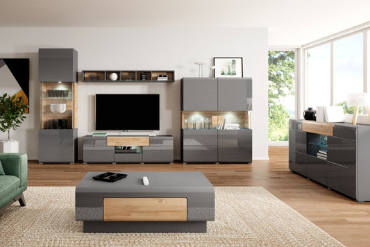 Toledo Gris et Bois - Buffet haut