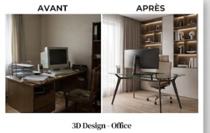 Design 3D Bureau — Avant / Après